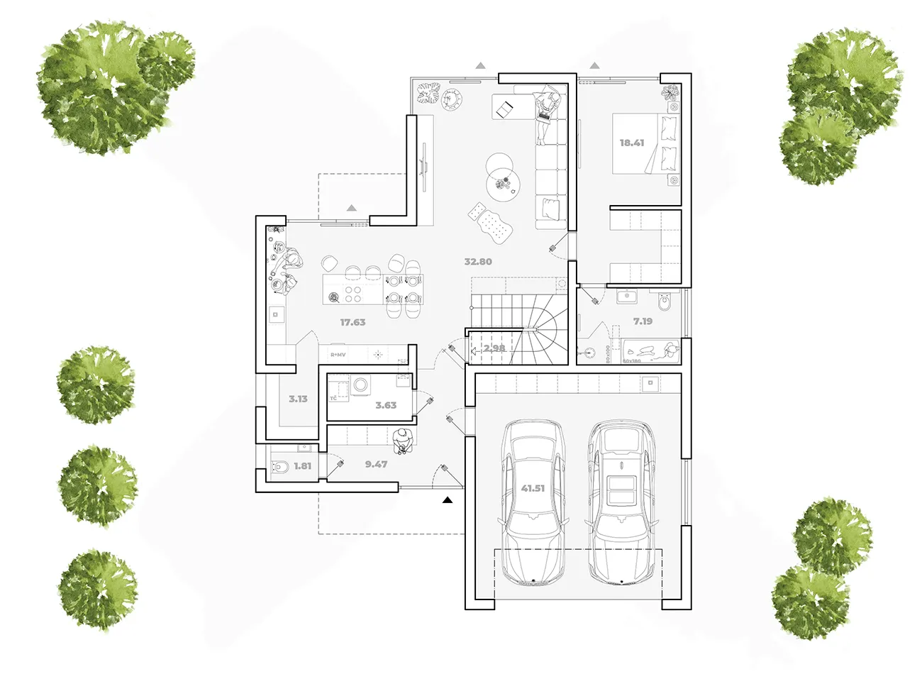 mille pôdorys domu - prízemie